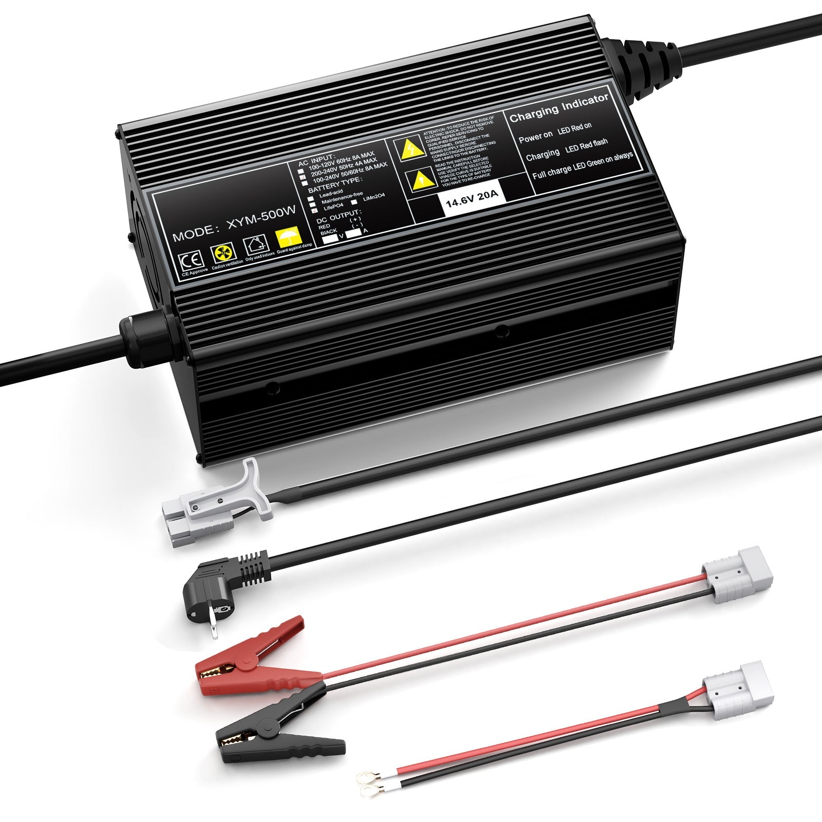 12V 20A LiFePO4 Battery Charger, Charging Voltage 14.6V , 0V BMS Activate, with Anderson 50A Quick charging connector