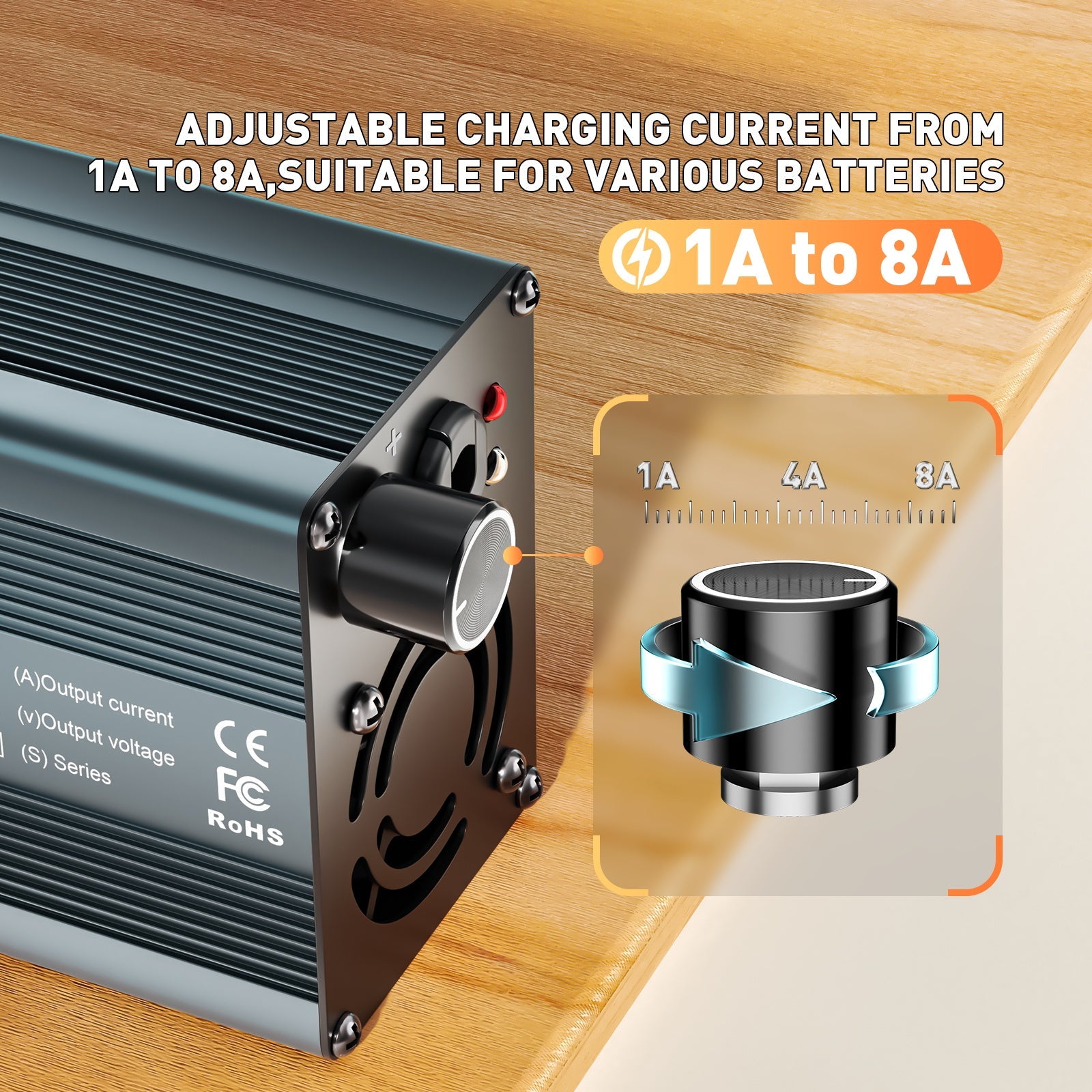 Suraziki 67.2V 1-8A current adjustable lithium battery charger for 16S 59.2V 60V Li-ion / ternary lithium / polymer battery, Ebike Scooter electric motorcycle Battery Charger