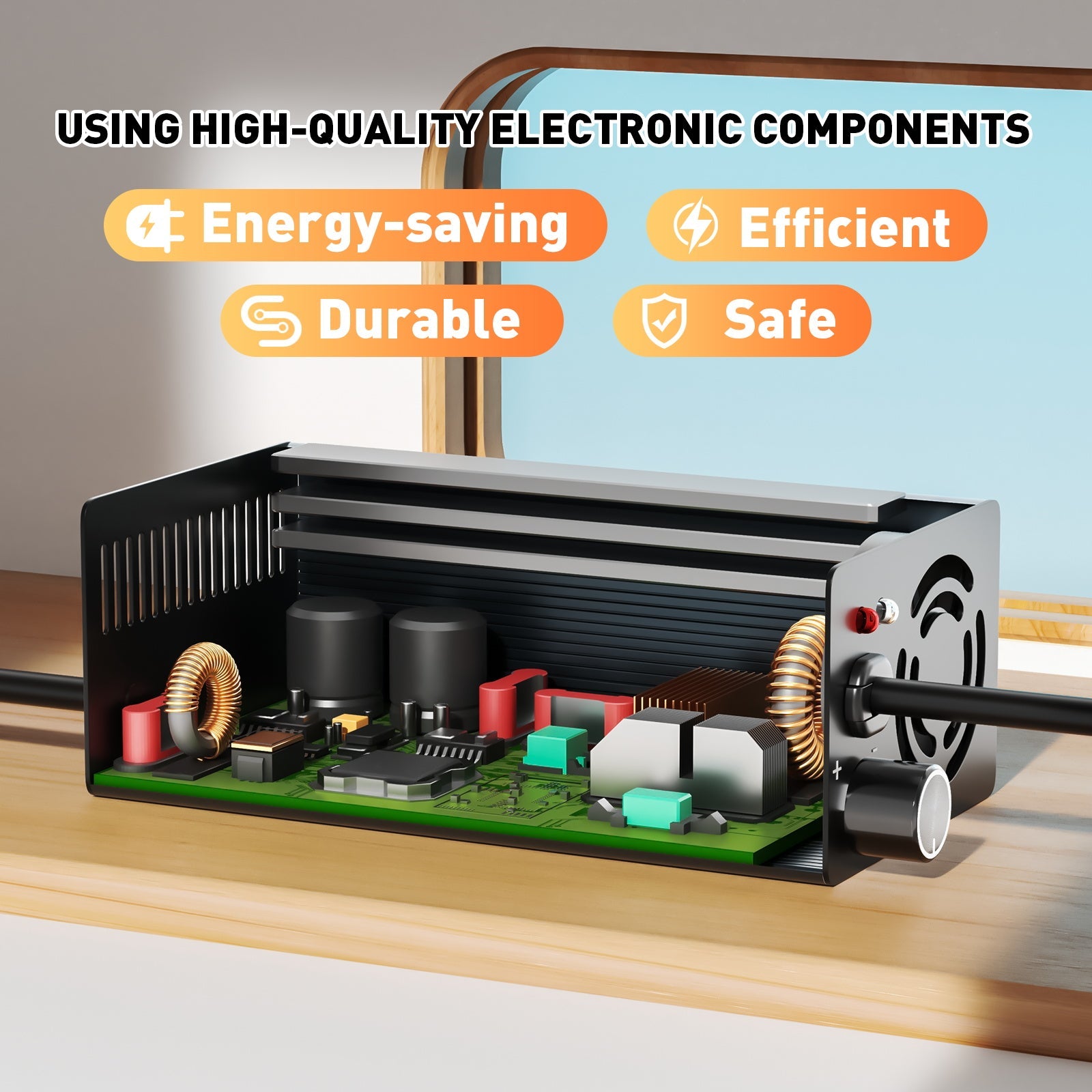 Suraziki 48V 1-8A current adjustable Battery Charger Works with All Lead-Acid Batteries (Flooded, Sealed, AGM, Gel)， LCD Display, Cooling Fans, Aluminum alloy housing