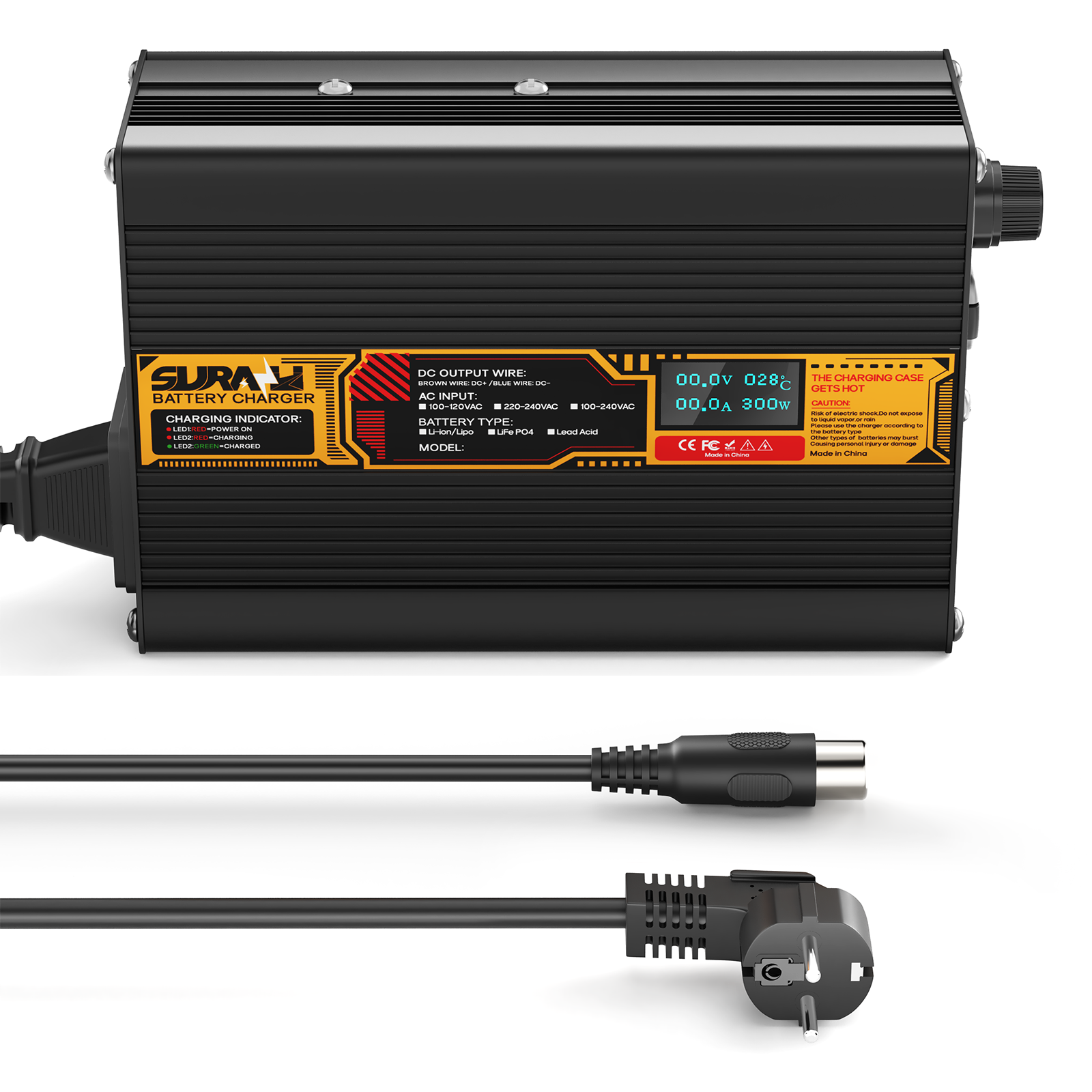 Suraziki Lead Acid Battery 72V 3.5A Battery Charger for 72V Lead Acid AGM GEL Deep Cycle and Auto Starting Batteries, LED Display, Full Protection，Aluminum alloy shell