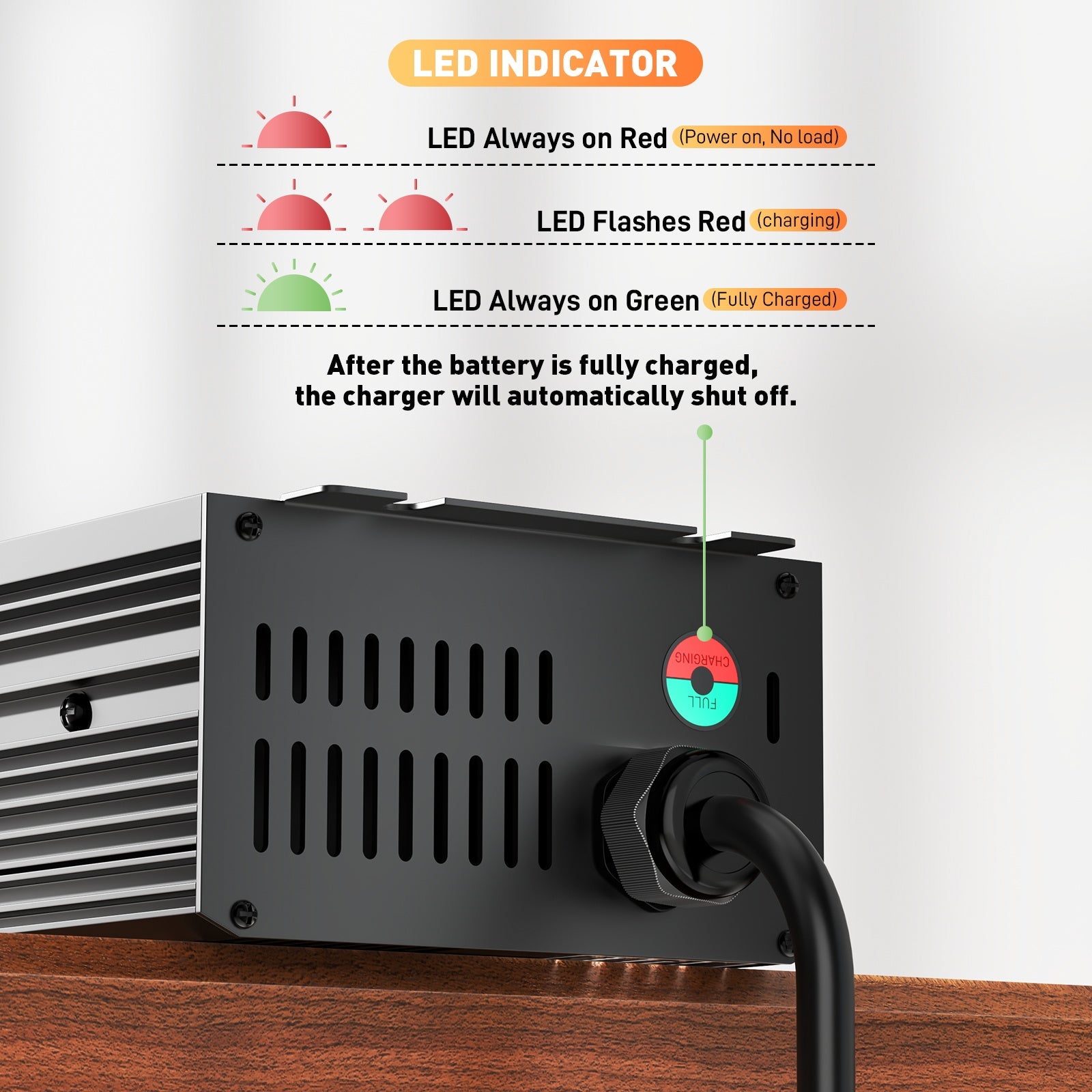 Cargador de batería LiFePO4 de 12 V y 30 A, voltaje de carga de 14,6 V, activación de BMS de 0 V, corte automático, con conector de carga rápida Anderson de 50 A